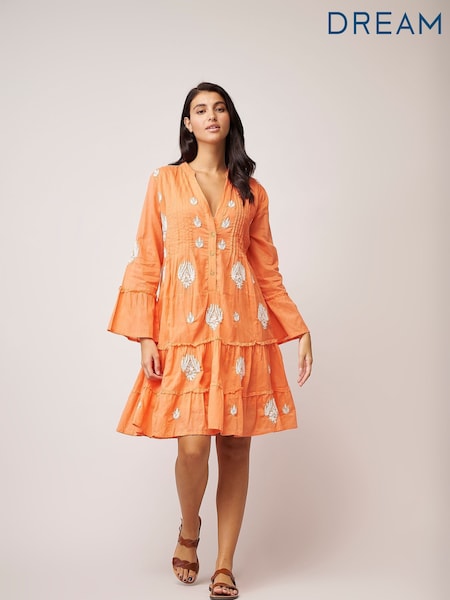 Dream Orange Embroidered Lobster Mini Dress (D29733) | €76