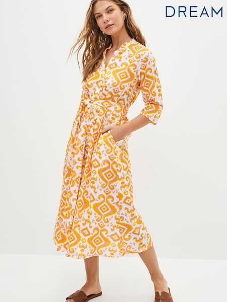 Dream Yellow Ikigai Print Midi Dress (D29734) | €68