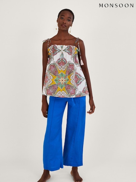Monsoon Paisley Scarf White Print Sustainable Cotton Cami Top (D29747) | €27