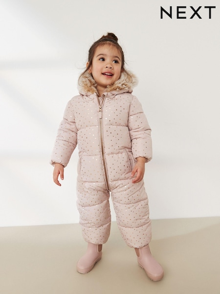 Roz cu steluțe aplicate - Shower Resistant Printed Snowsuit (3mths-7yrs) (D29818) | 156 LEI - 177 LEI