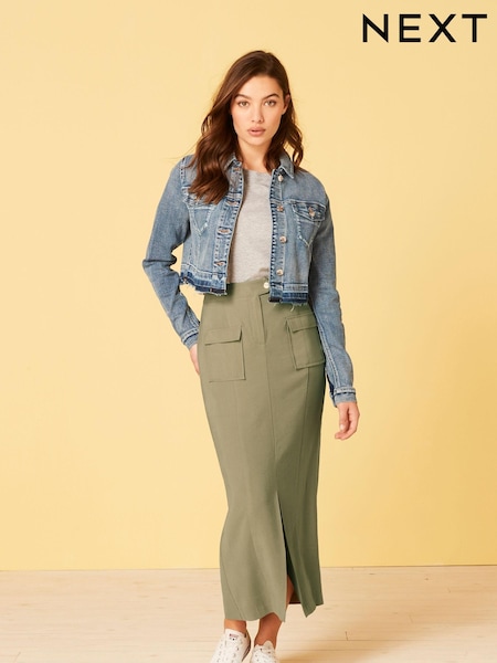 Vert - jupe mi-longue Ajusté utilitaire (D29874) | € 11