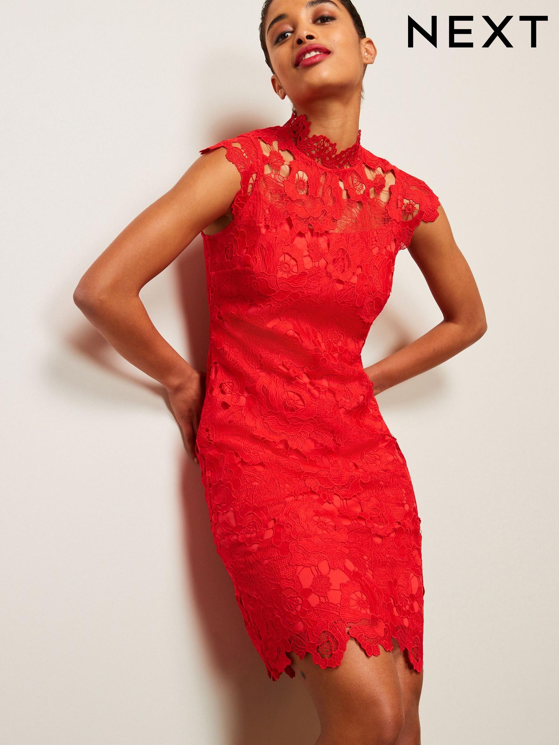 Next red lace dress online