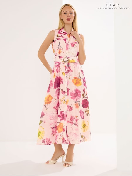 Pink - Star By Julien Macdonald Floral Sleeveless Shirt Dress