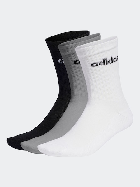 adidas Grey Linear Crew Cushioned Socks 3 Pack (D30465) | €12