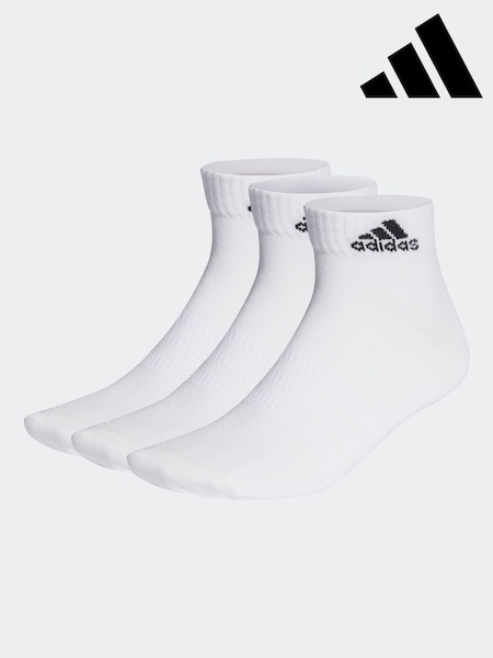 adidas White Thin And Light Ankle Socks 3 Pairs (D30470) | R$ 90