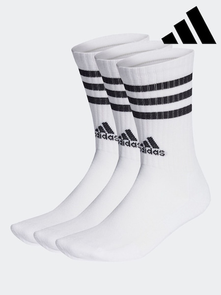 adidas Off White 3-Stripe Crew Length Socks 3 Pack (D30472) | R$ 130
