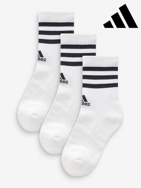 adidas Dove White 3-Stripe Crew Length Socks 3 Pack (D30476) | €16.50