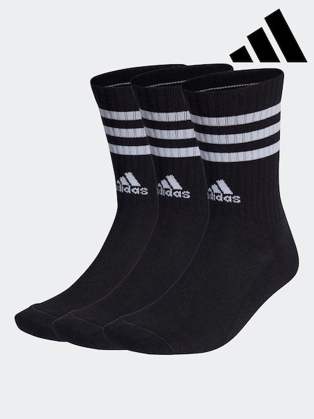 adidas Black 3-Stripe Crew Length Socks 3 Pack (D30477) | €16.50