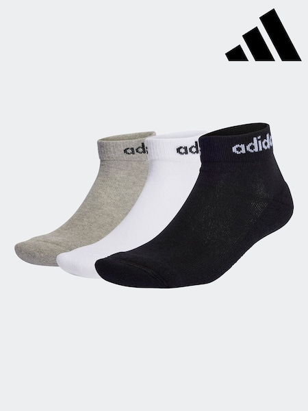 adidas Multi Linear Ankle Cushioned Socks 3 Pack (D30488) | $14
