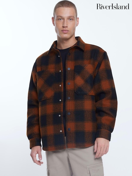 River Island Orange Buffalo Check Shirt (D30694) | €37