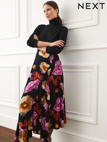 Schwarz/Blumenmuster - Preen X Next Asymmetric Ruched Midi Skirt (D30724) | 37 €
