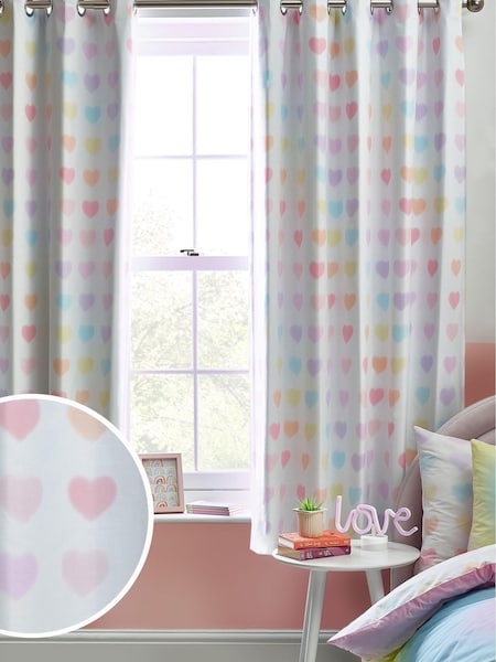 Blurred Hearts Eyelet Blackout Curtains (D30732) | €26 - €46