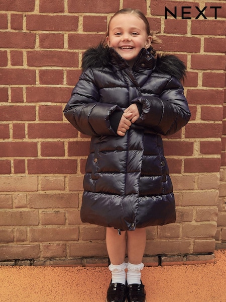 Mornarsko modra - Shower Resistant Faux Fur Trim Padded Coat (3-16yrs) (D30865) | € 30 - € 39