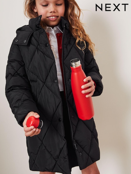 Black Shower Resistant Diamond Quilted Padded Coat (3-16yrs) (D30877) | €21.50 - €27