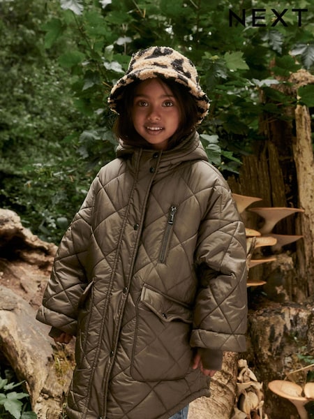 Kaki zelena - Shower Resistant Oversized Quilted Coat (3-16yrs) (D30879) | € 30 - € 39