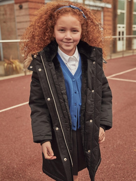 Black Shower Resistant Faux Fur Trim Parka (3-16yrs) (D30884) | €22 - €28