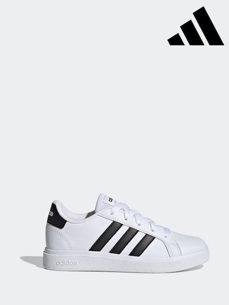 Valkoinen/Musta - adidas Grand Court Nyöritettävä; nauha- Tennarit (D32046) | €47