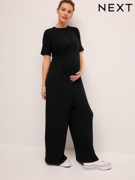 Black Ribbed Knot Side Jumpsuit (D32278) | €22
