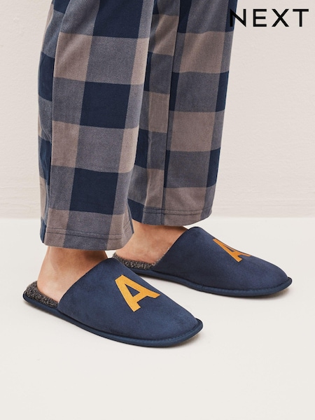 Navy Blue Large Monogram Slippers (D32299) | €10