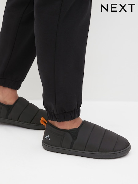 Black Thinsulate Quilted Slippers (D32303) | OMR11