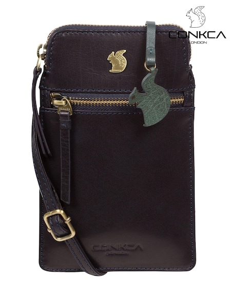 Marinha - Conkca Bambino Leather Cross-Body Phone Bag (D32801) | R$ 345