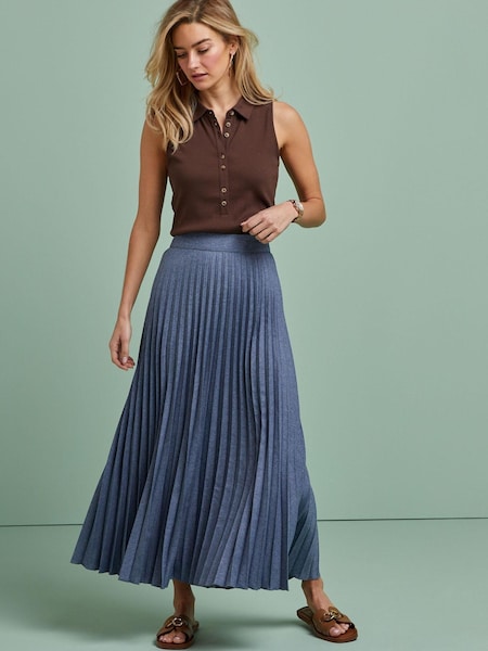 Marineblau/blau - Tailored Pleated Midi Skirt (D32879) | 29 €