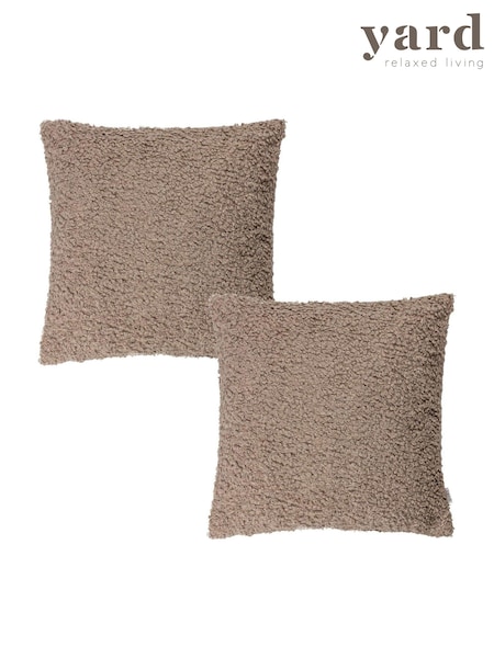 The Linen Yard Taupe Brown 2 Pack Cabu Chunky Textured Bouclé Cushions (D33227) | €42