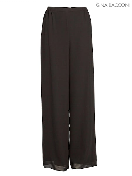 Gina Bacconi Chiffon Layered Slit Trousers (D33286) | €186