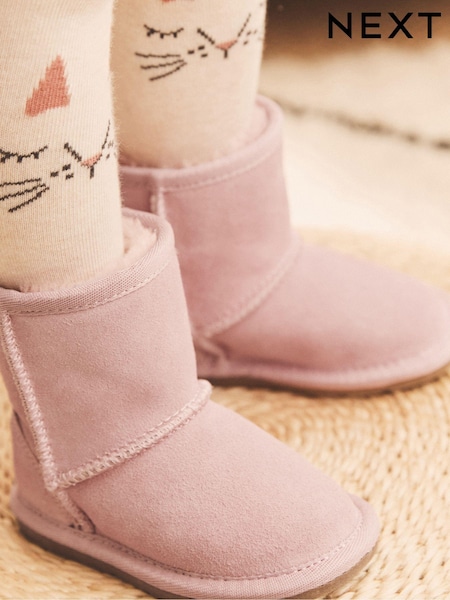 Pink Suede Tall Faux Fur Lined Water Repellent Pull-On Suede Boots (D33339) | €13 - €15.50