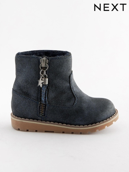 Темно-синий с блестящим принтом - Warm Lined Tassel Detail Zip Boots (D33342) | €7 - €8