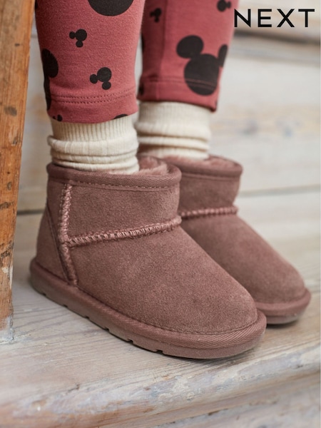 Rose Pink Mini Faux Fur Lined Water Repellent Pull-On Suede Boots (D33343) | €23 - €27