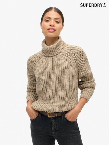 Superdry Natural Slouchy Stitch Roll Neck Knit Jumper (D33495) | AZN 125