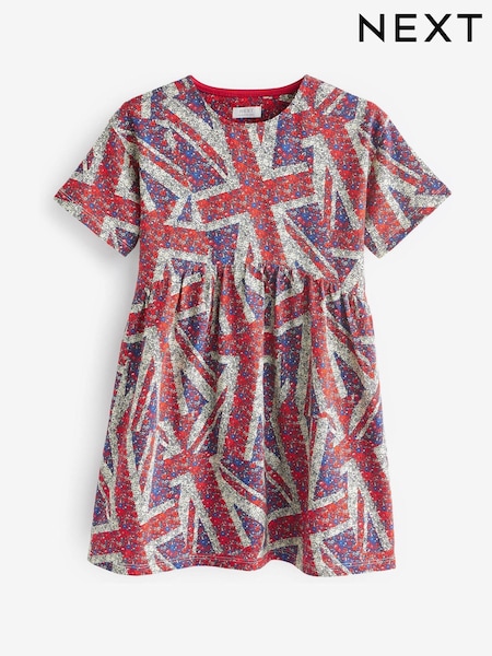 Red/White/Blue Short Sleeve Jersey Dress (3-16yrs) (D33521) | €6.50 - €9