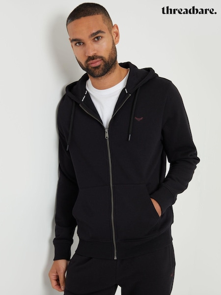 Negru - Hanorac cu fermoar întreg Threadbare (D33581) | 179 LEI