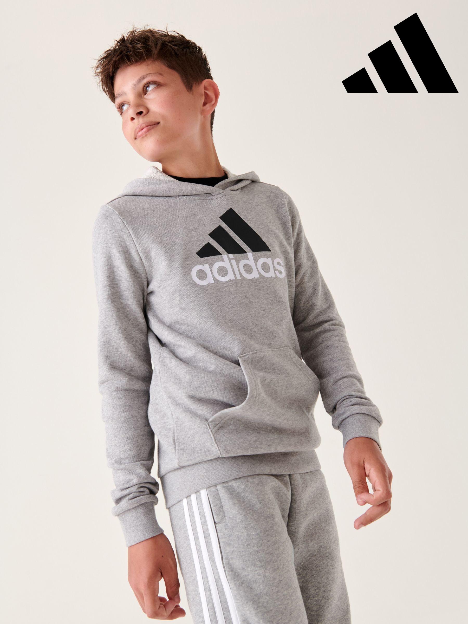Boys grey adidas hoodie on sale