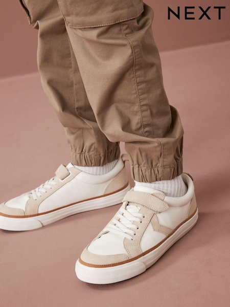 أبيض - Elastic Lace Touch Fastening Chevron Trainers (D33746) | ‏91 د.إ.‏ - ‏ 127‏ د.إ.