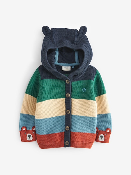 FatFace Blue Baby Stripe Knitted Bear Cardigan (D34180) | €7 - €8.50