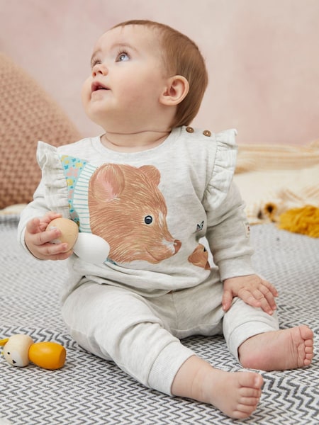 FatFace Oatmeal Baby Marl Frill Sweat Set (D34193) | €11.50 - €12.50