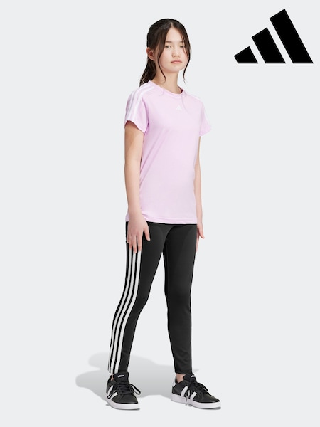 adidas Black Sportswear Essentials Aeroready 3-Stripes High Waisted Leggings (D34237) | R$ 180