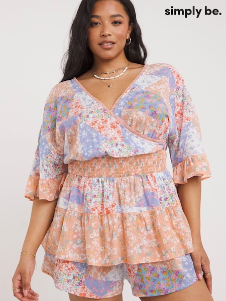 Simply Be Purple Patchwork Print Katerini Beach Playsuit (D34302) | €20