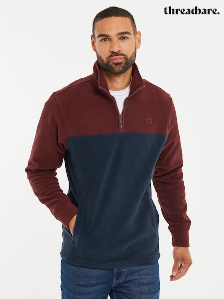Threadbare Burgundy / Navy Two Tone Quarter Zip Fleece Jumper (D34344) | €29