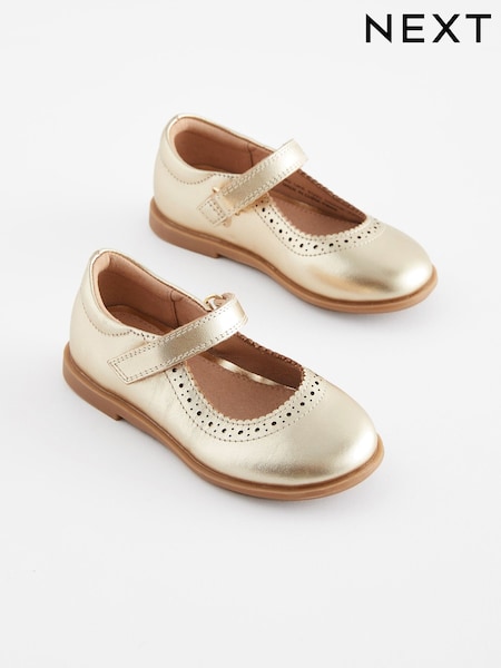 Gold Leather Leather Mary Jane Touch fastening Brogues (D34527) | 71 QAR - 83 QAR