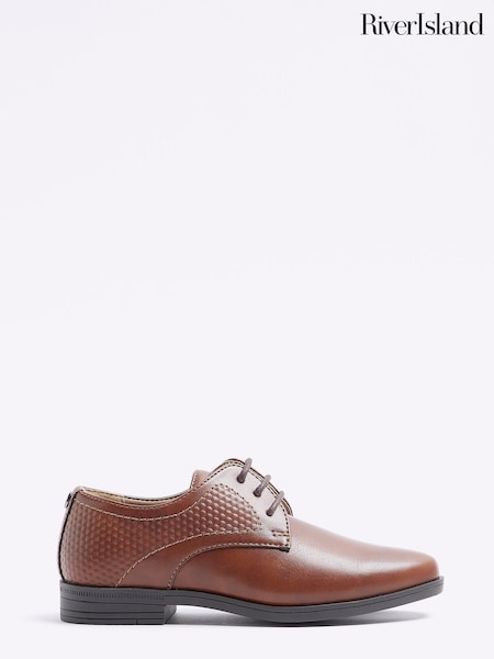 River Island Boys Embossed Point Wide Fit Brown Shoes (D34570) | € 17