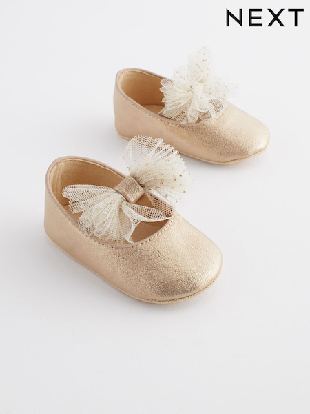 Gold Bow Ballet Occasion Baby Shoes (0-24mths) (D34698) | €6.50