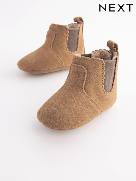 Tan Brown Leather Chelsea Baby Boots (0-24mths) (D34700) | €3.50