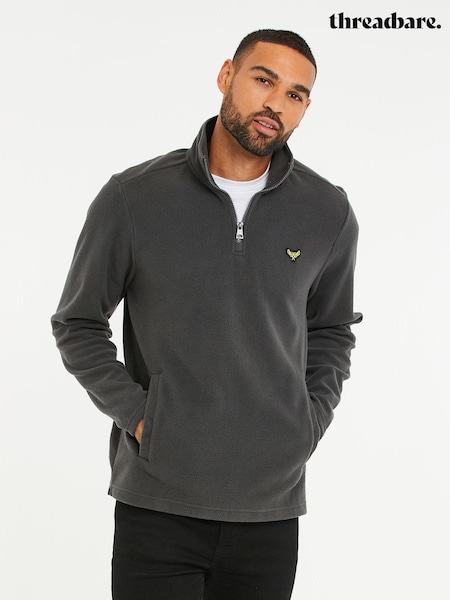Threadbare Dark Grey Quarter Zip Fleece Sweatshirt (D34730) | R$ 230