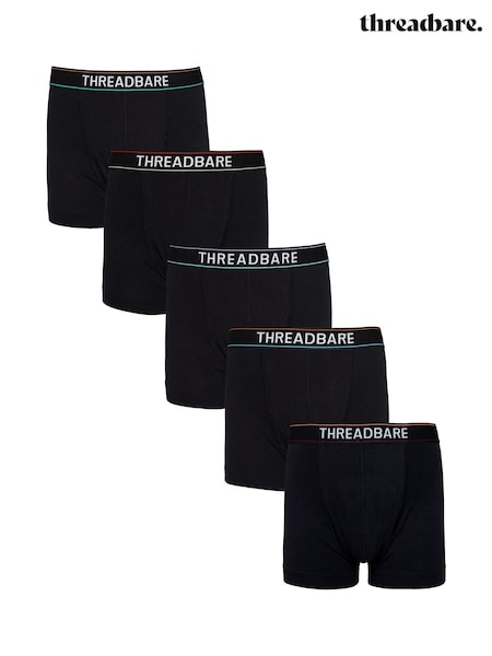 Threadbare Black Hipster Boxers 5 Packs (D34771) | €34