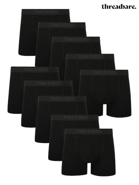 Negru - Threadbare Negru Hipster Boxer 10 Pachet (D34772) | 335 LEI