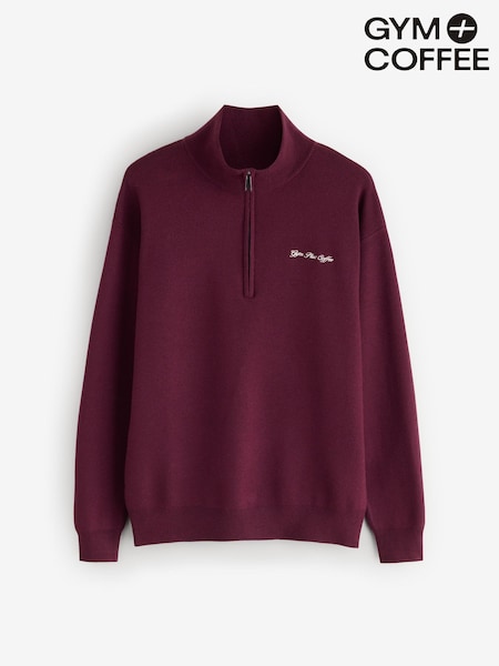 Purple - Gym + Coffee Knit Half Zip Sweat Top