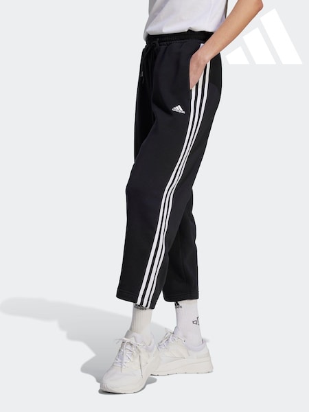 adidas Black Sportswear Essentials 3-Stripes Open Hem Fleece Joggers (D35141) | AED154